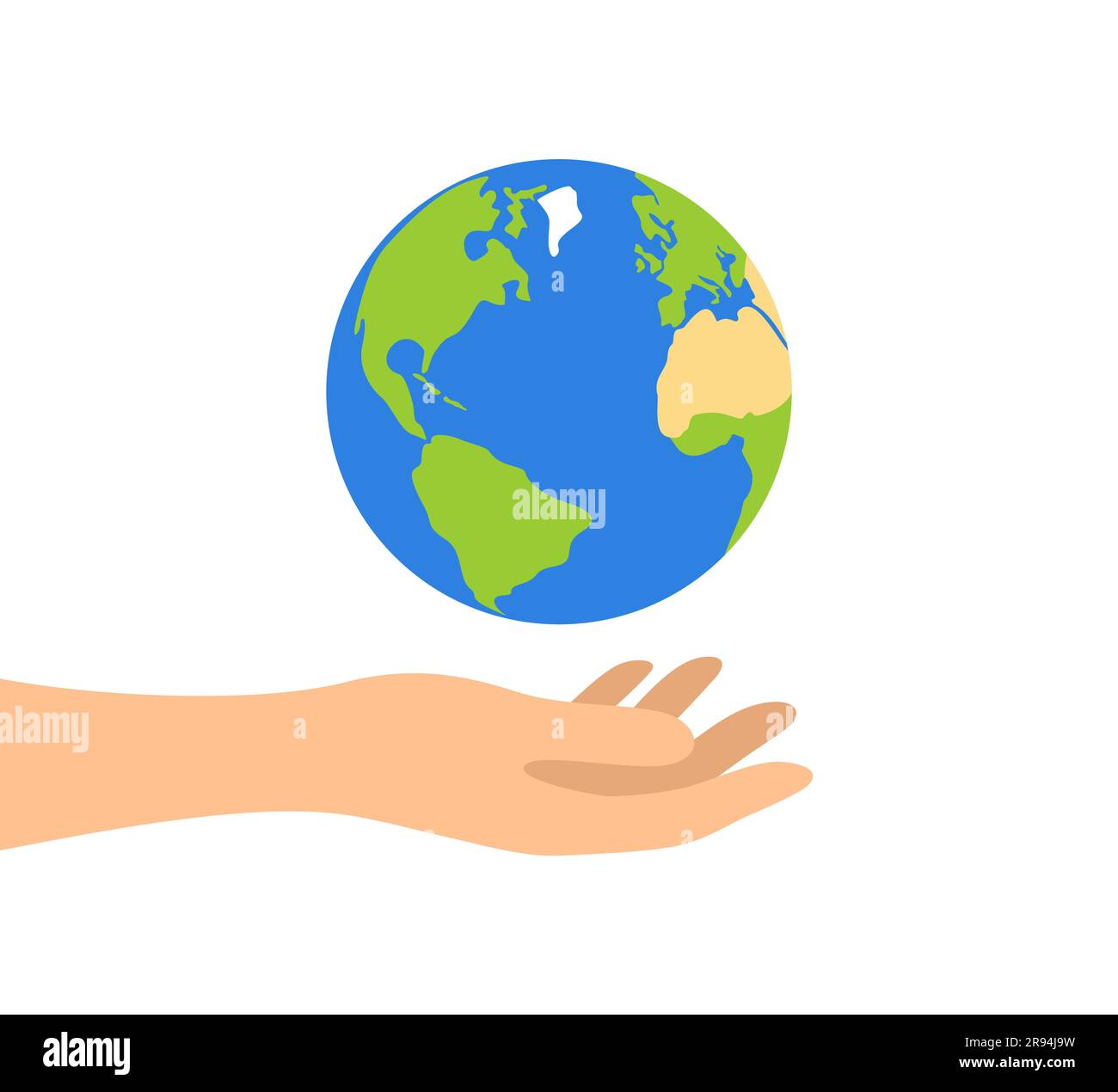 Hand haltender Planet Erde isoliert auf weißem Hintergrund. Earth Day Konzept Stock Vektor