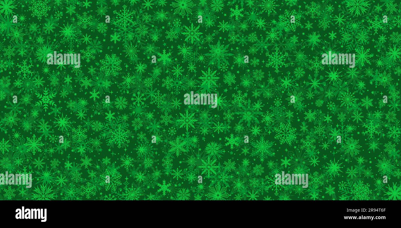 Grünes Wintermuster mit Schneeflocken. Hintergrund zu Weihnachten. Vektordarstellung Stock Vektor