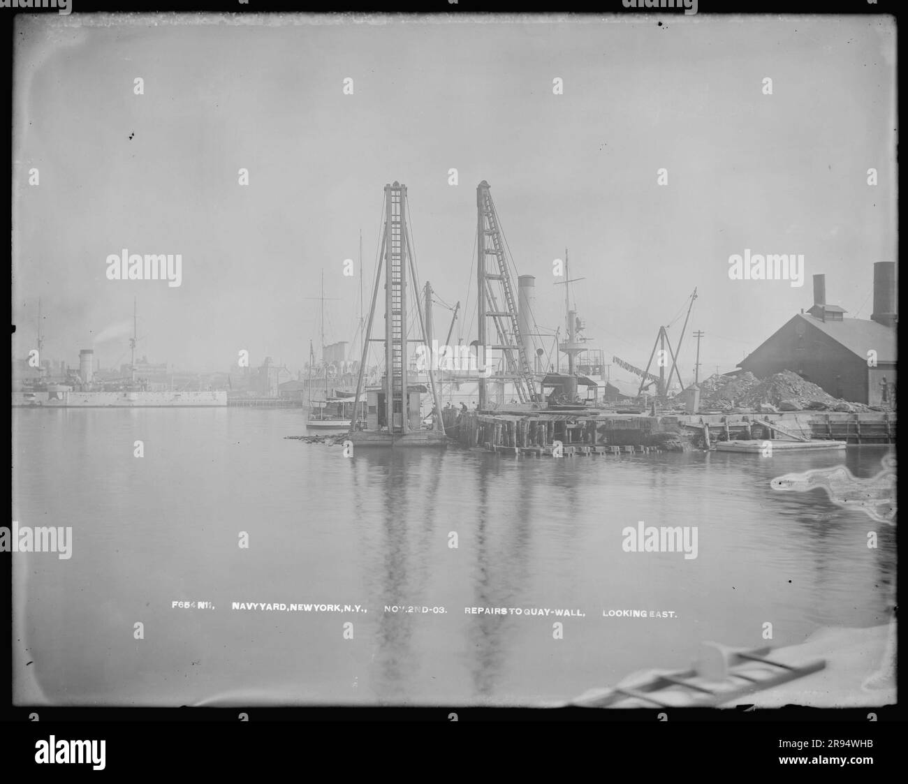 Reparaturen an der Quay Wall, Richtung Osten. GlasplattenNegative für