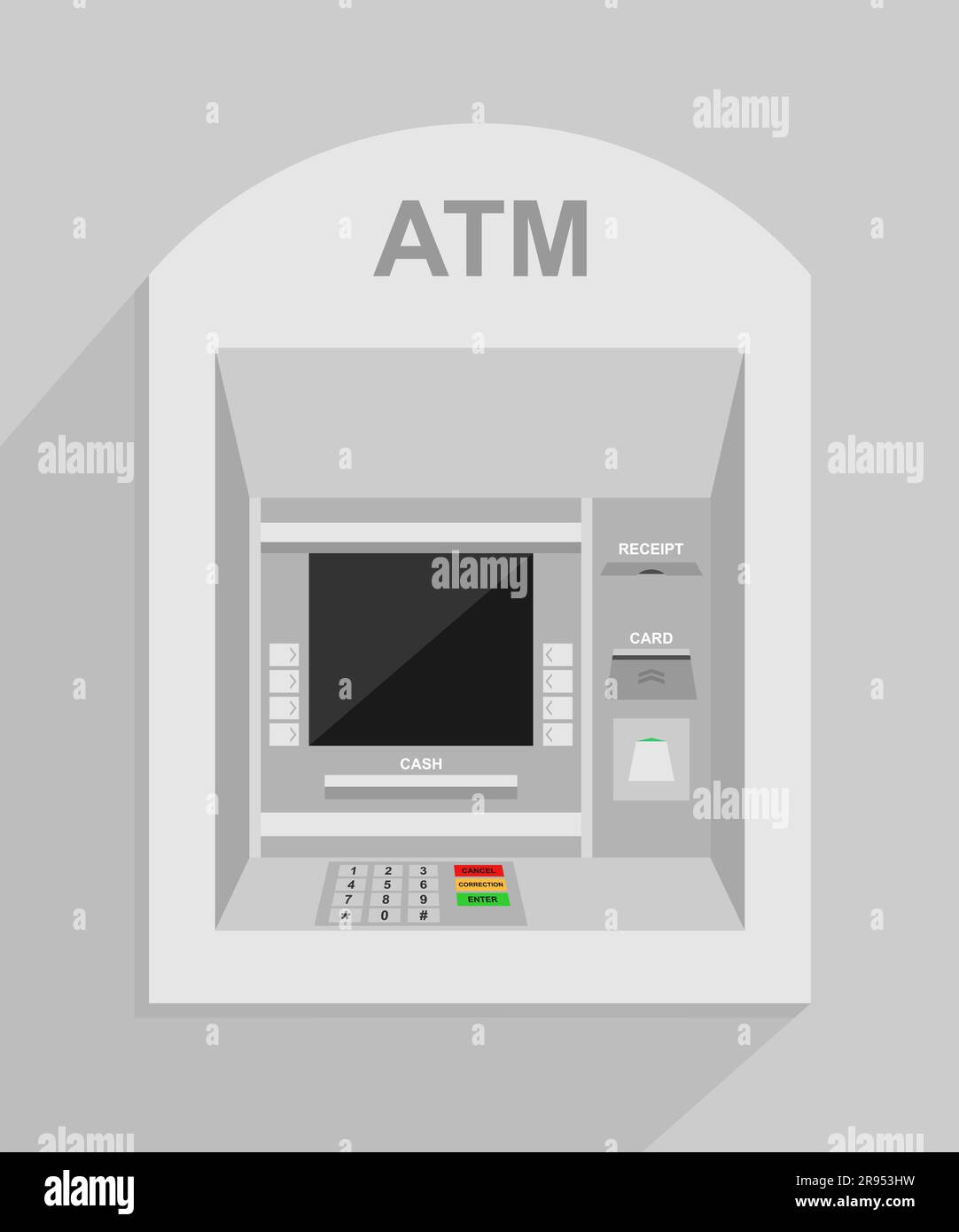Vektordarstellung eines grauen Geldautomaten Stock Vektor