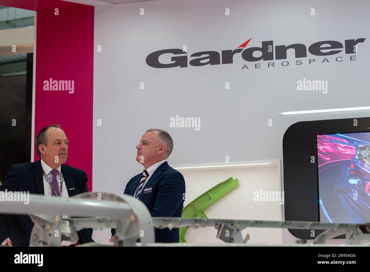 Gardner Aerospace Stand auf der Farnborough International Airshow 2018. Hersteller von Komponenten für die Luft- und Raumfahrt. Verkäufer Stockfoto