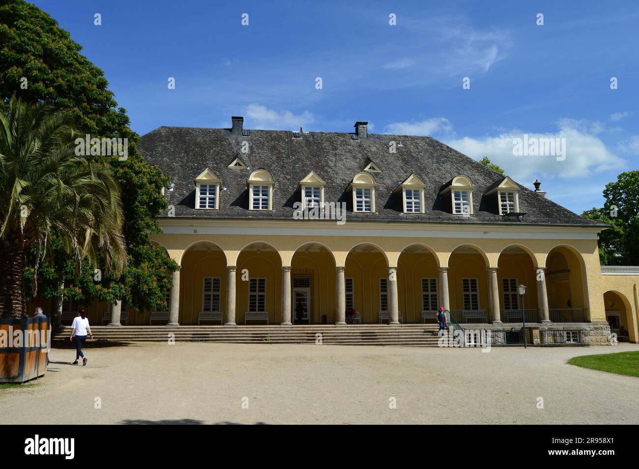 Historisches Gebäude am Kurpark. Bad Pyrmont, Deutschland Stockfoto