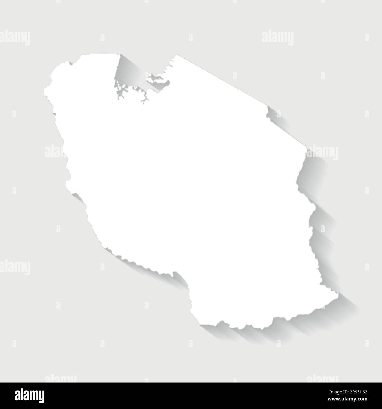 Einfache weiße Tansania-Karte auf grauem Hintergrund, Vektor, Illustration, EPS 10-Datei Stock Vektor