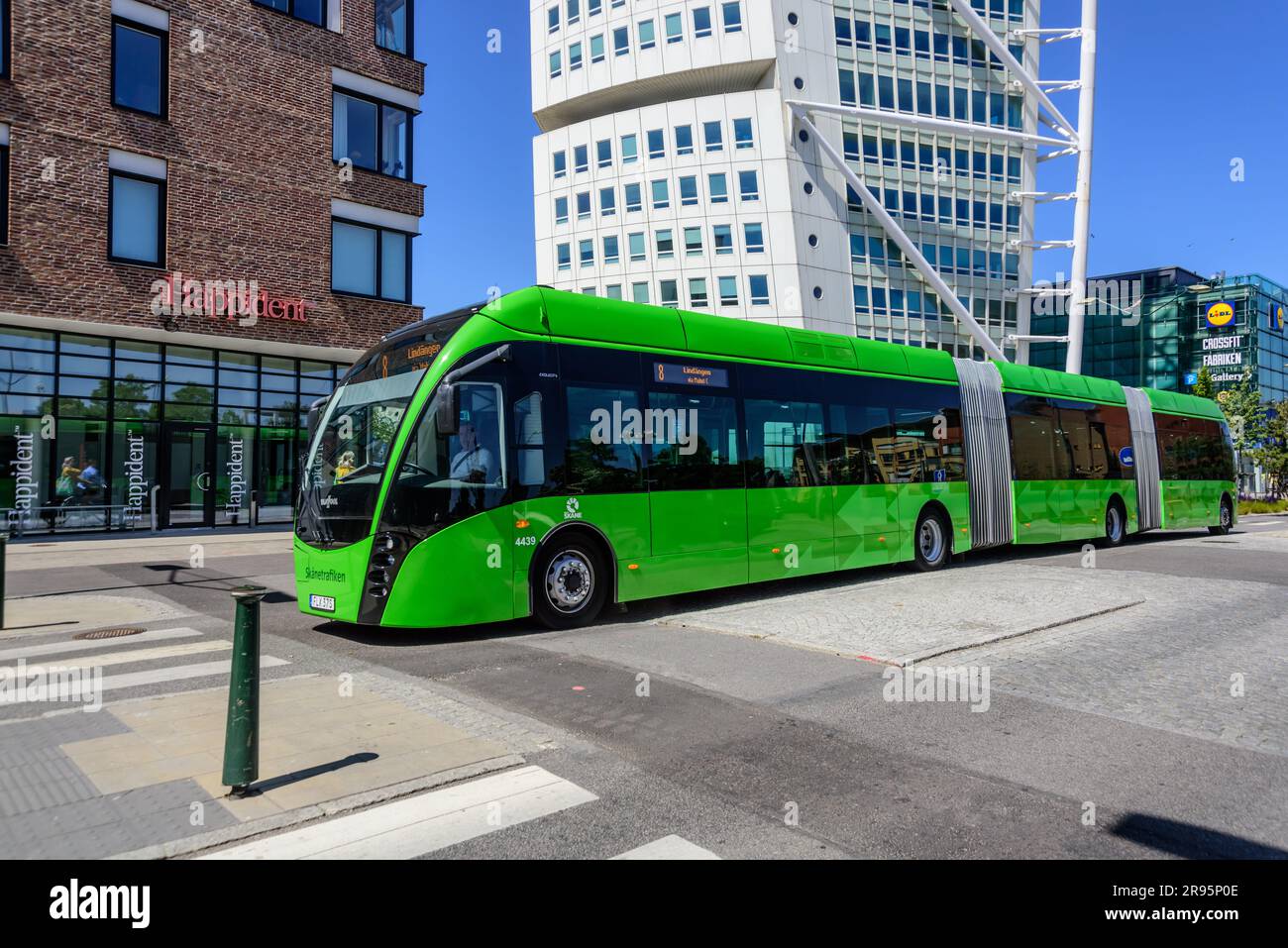 Malmö, Van Hool Doppelgelenkbus // Malmö, Van Hool Doppelgelenkbus Stockfoto