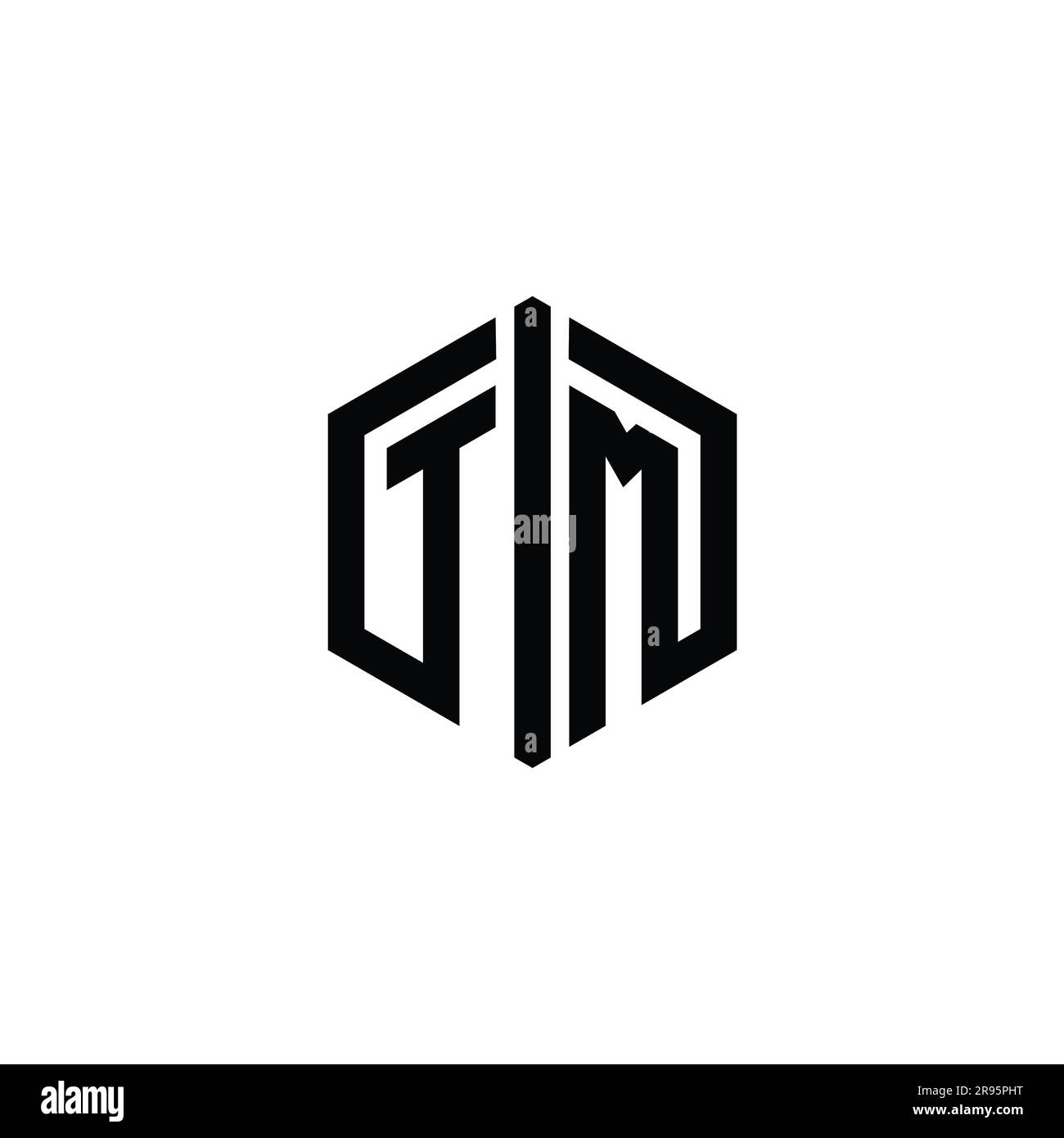 TM Letter Logo Monogramm sechseckig mit Connect Design-Vorlage Stockfoto