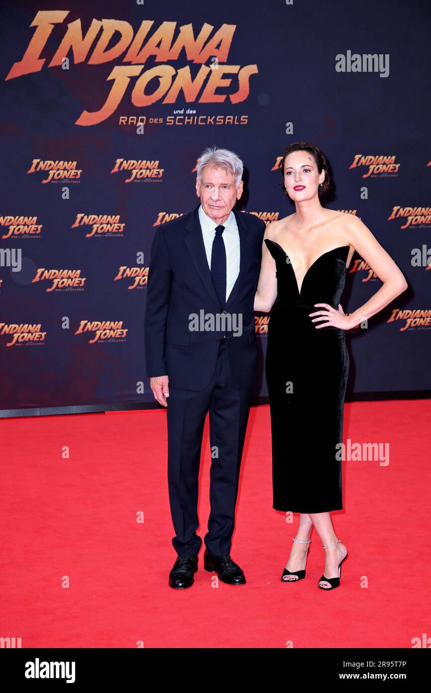 Berlin, Deutschland, 22,6.23, Harrison Ford und Phoebe Waller-Bridge nehmen an der Deutschlandpremiere Indiana Jones und das Rad des Schicksals (Indiana Jones an Stockfoto