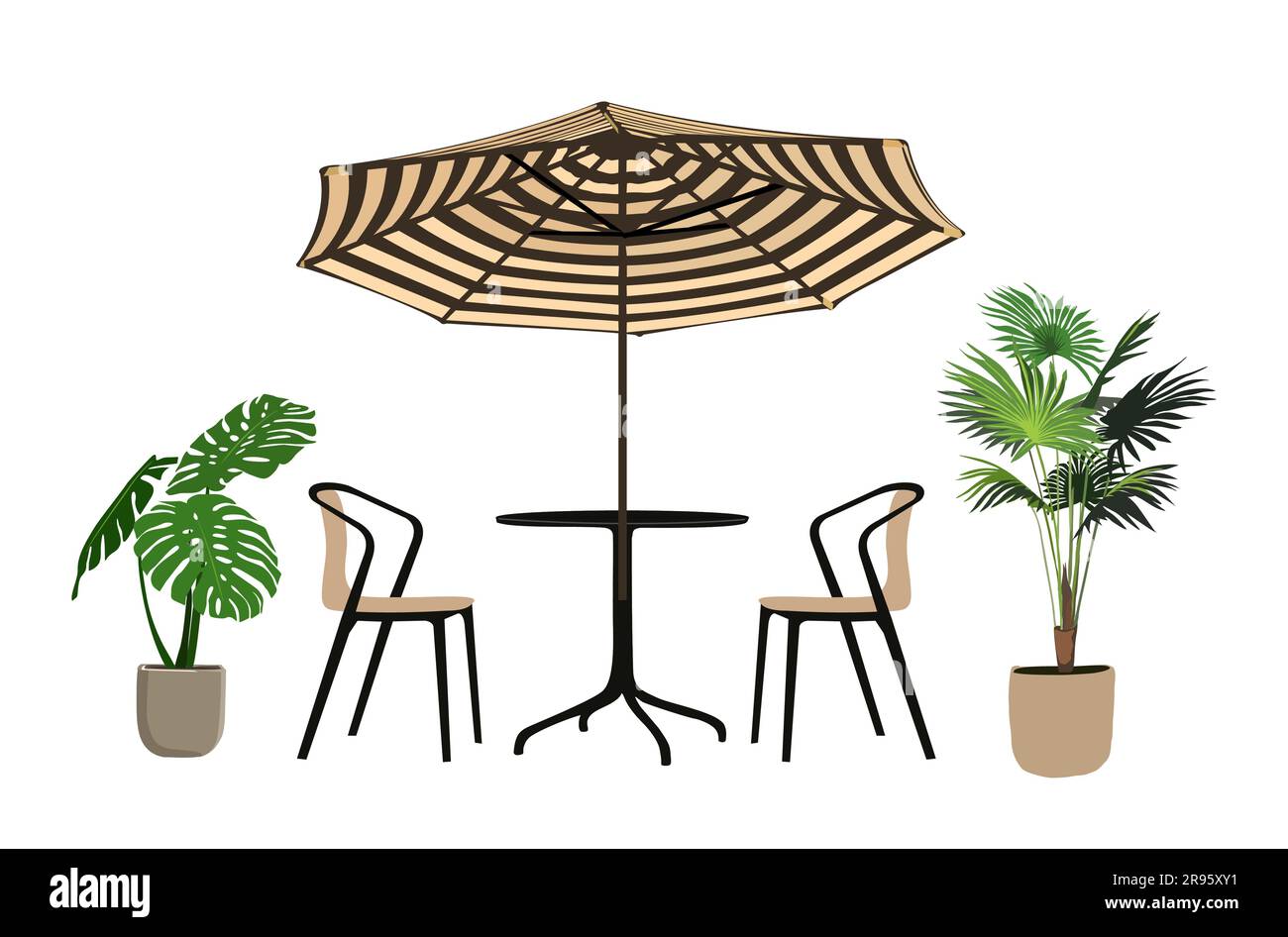 Sommercafe, Restaurantszene, Vektorkunst. Stock Vektor