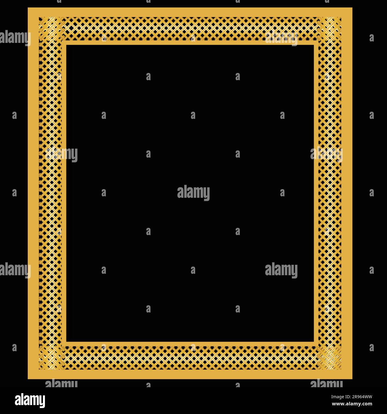 Goldene Blätter, die an einem Seil hängen, gepunktete Linien, hochwertiges Blattgold im Hintergrund Stock Vektor