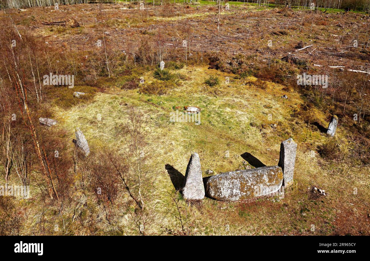 Cothiemuir prähistorischer liegender Steinkreis. N.E. aus Alford, Grampian, Schottland Stockfoto