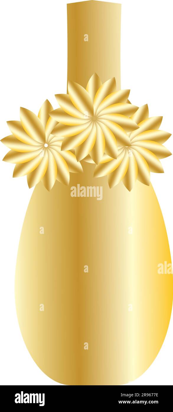 Blumenvase mit Blumen goldenen Farbverlauf Stock Vektor