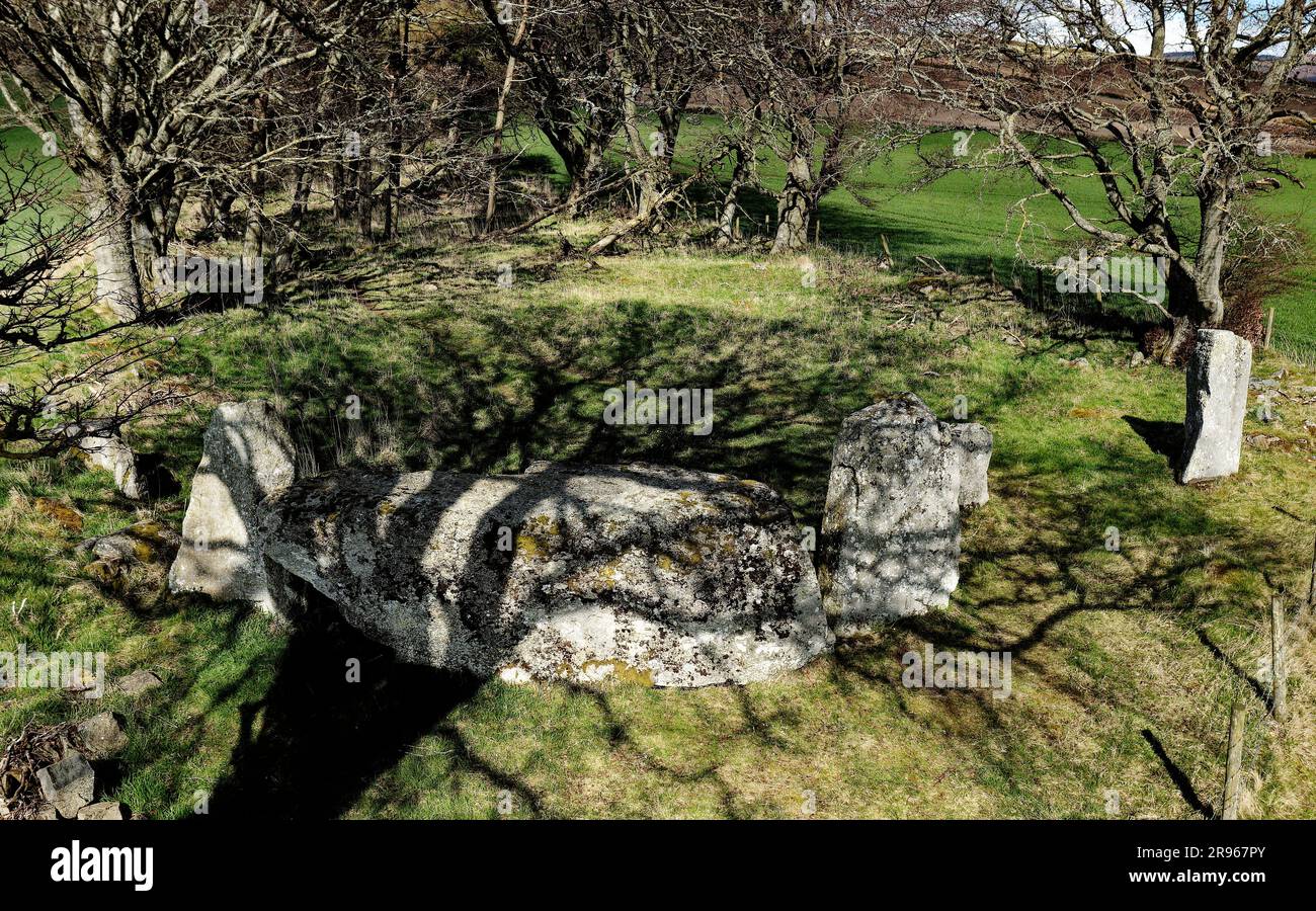 Der alte Keig prähistorische liegender Steinkreis. N.E. aus Alford, Grampian, Schottland. Nach Norden schauen Stockfoto