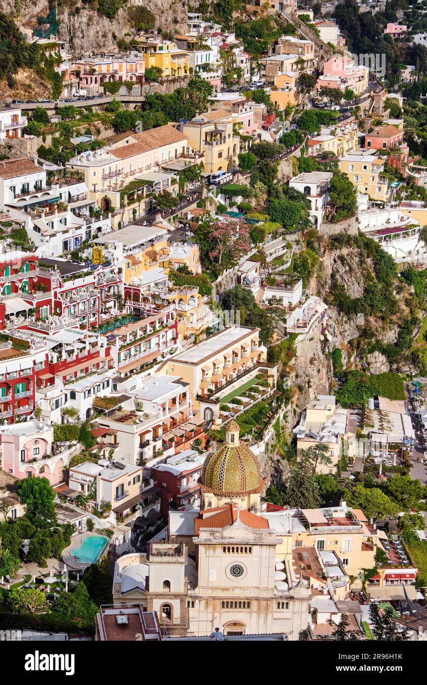 Die berühmten Positano an der Italienischen Amalfiküste Stockfoto