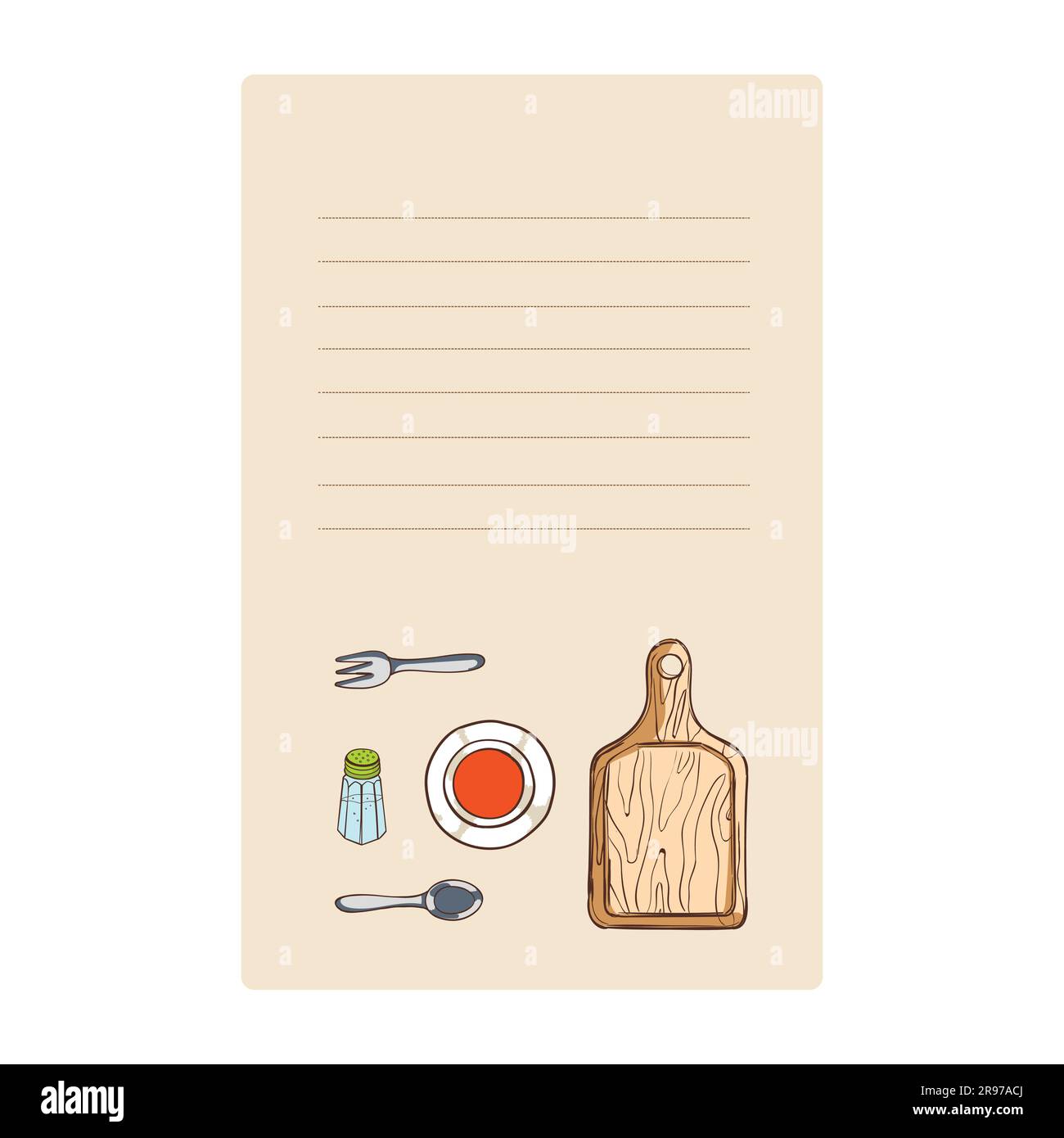 Küchenutensilien und Kochbuchseite. Vektordarstellung. Stock Vektor