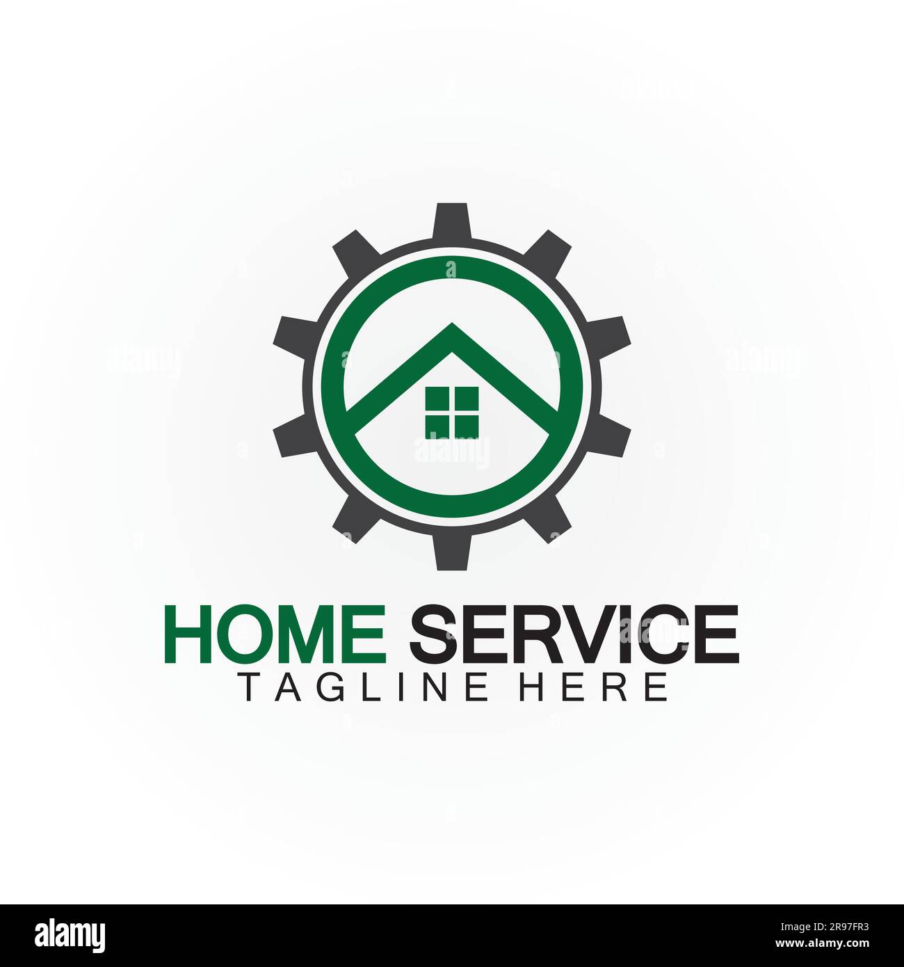 Home Service Logo, Designkonzept Ausrüstung und Heim, geeignet für Renovierungs-, Umbau- und Hauswartungsunternehmen Stock Vektor
