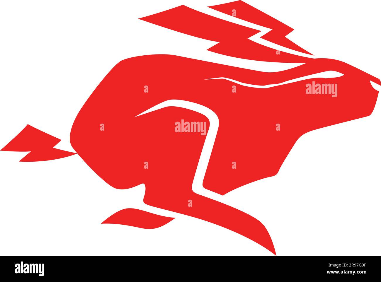 Laufender Hase mit blitzförmigen Ohren Stock Vektor