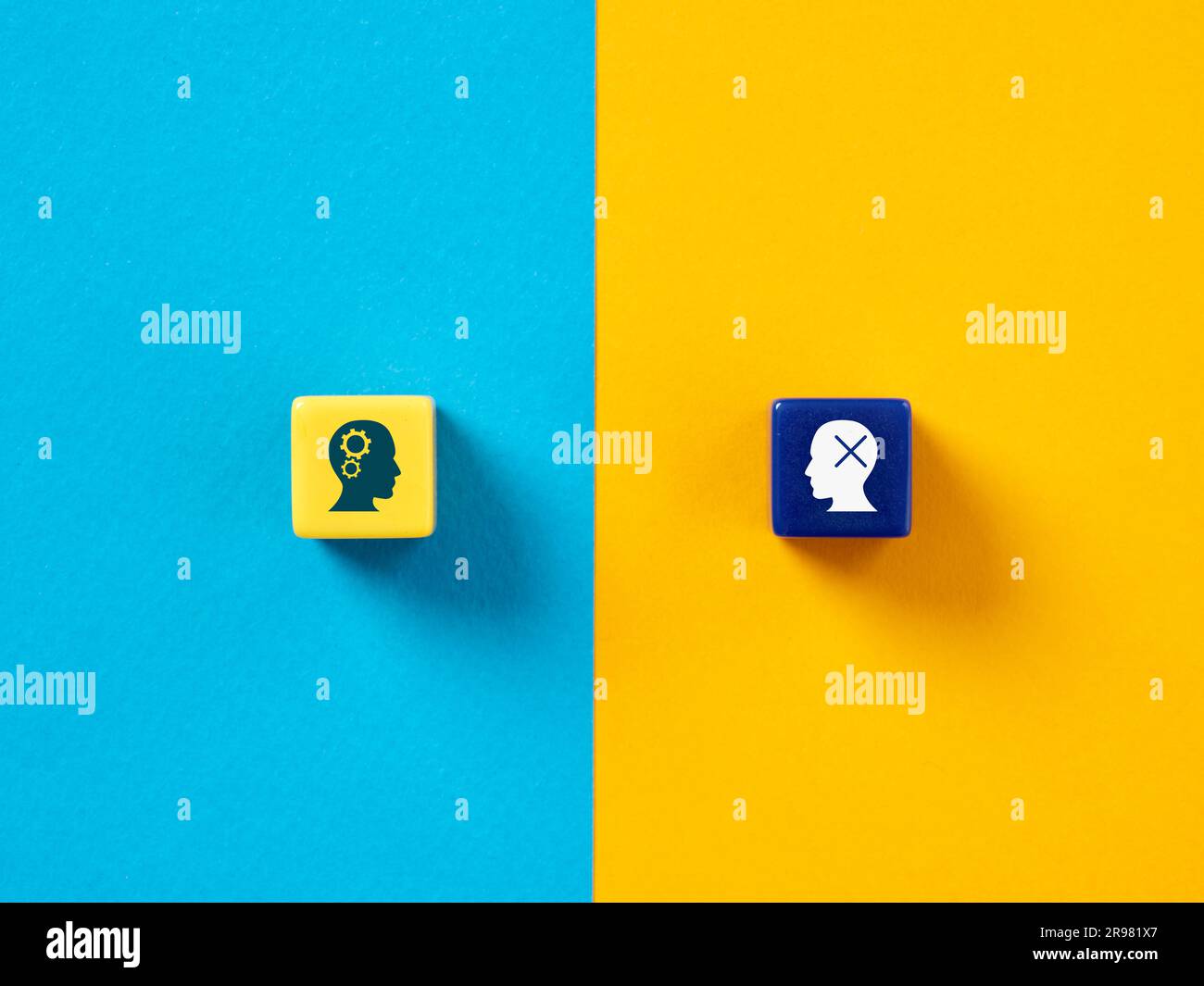 Growth Mindset versus Fixed Mindset. Persönliches Entwicklungs- und Leistungskonzept. Stockfoto