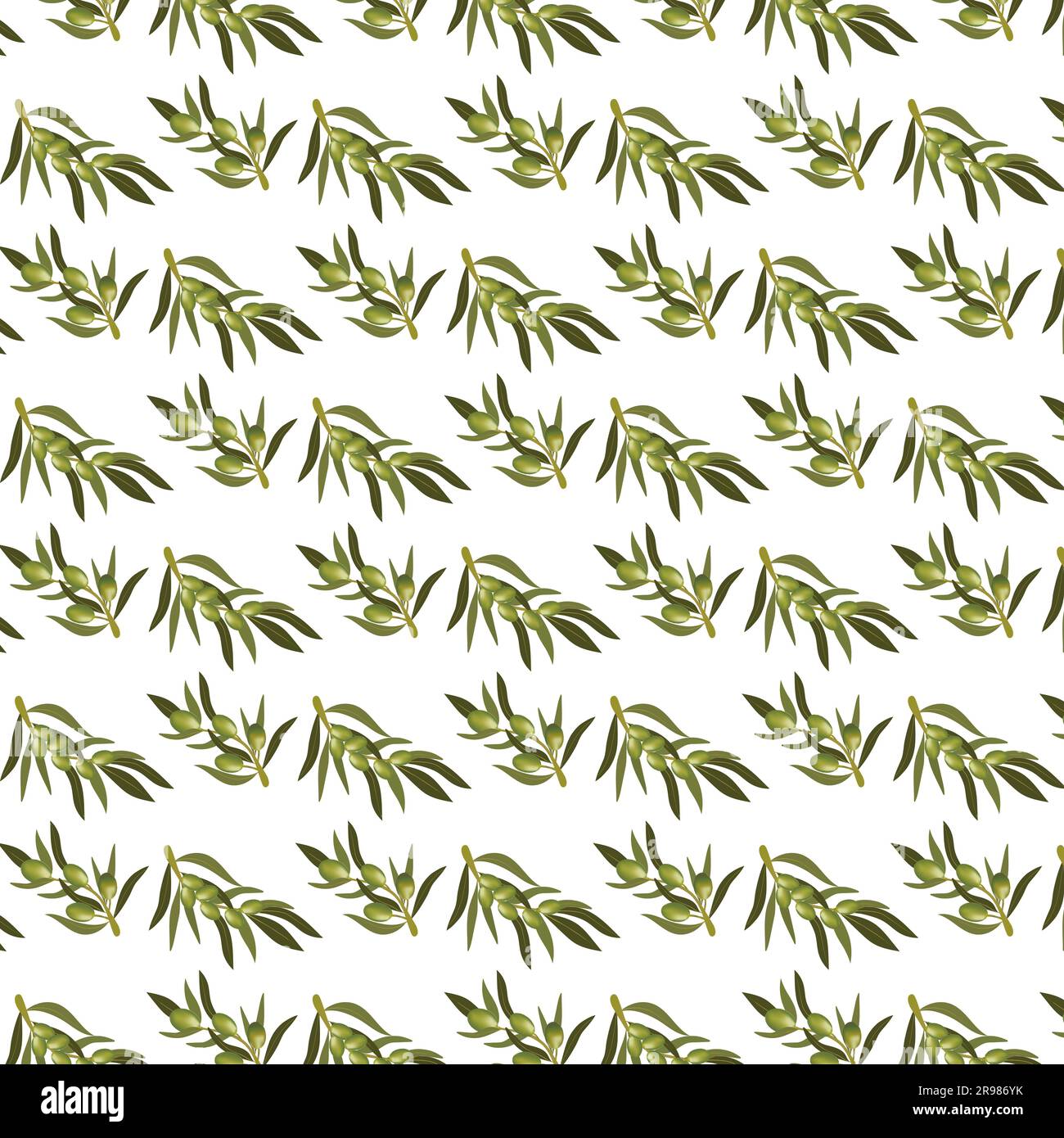 Nahtloses Muster mit Olivenzweig und grünen Oliven Stock Vektor