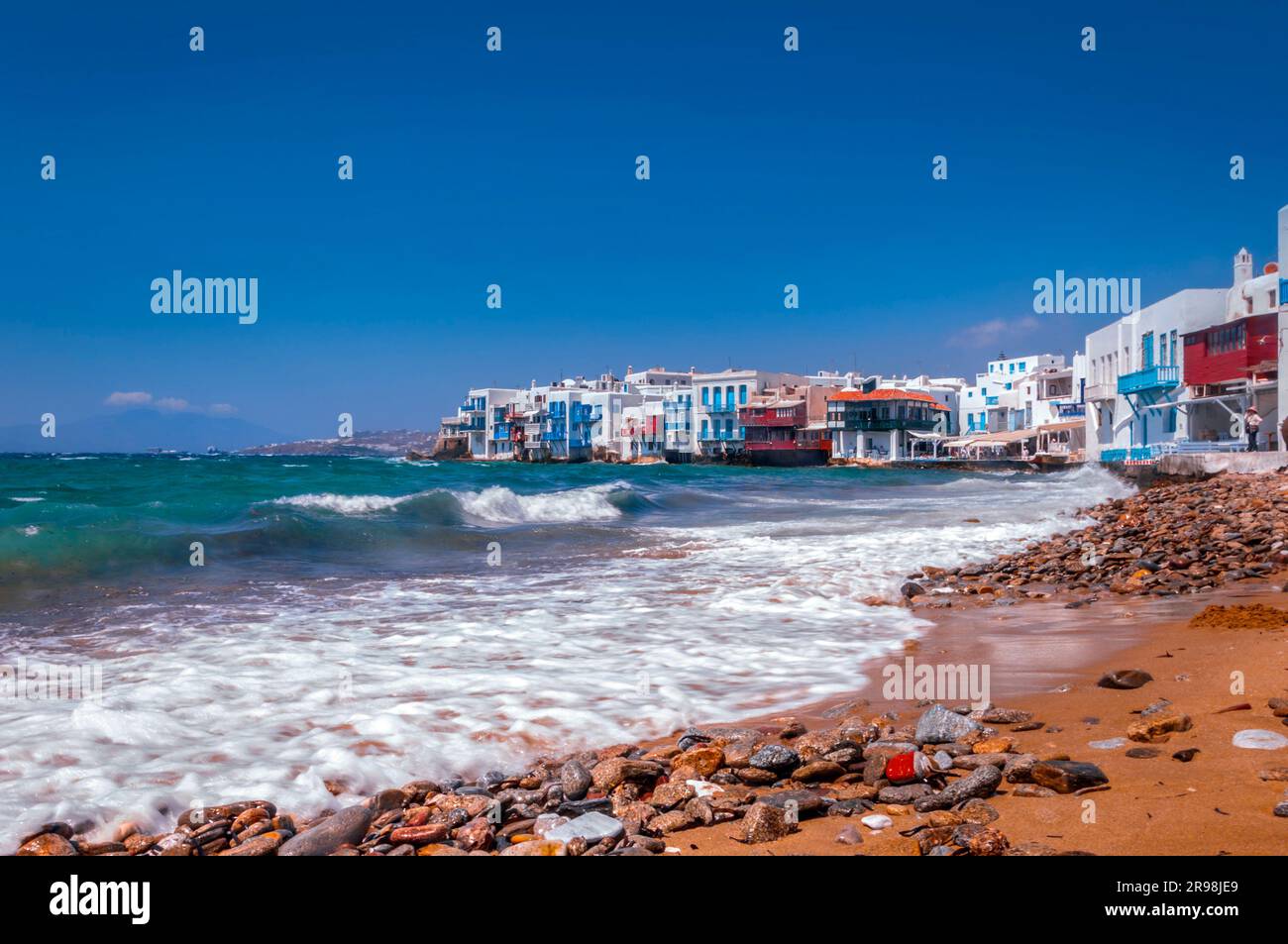 Wunderschöne Aussicht vom kleinen Venedig auf der griechischen Insel Mykonos Stockfoto