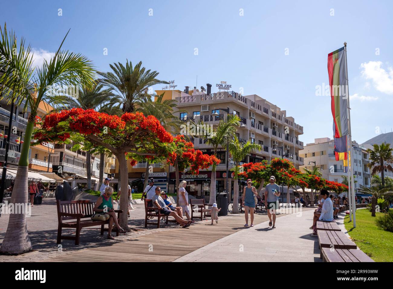 Los Cristianos Promenade Stockfoto