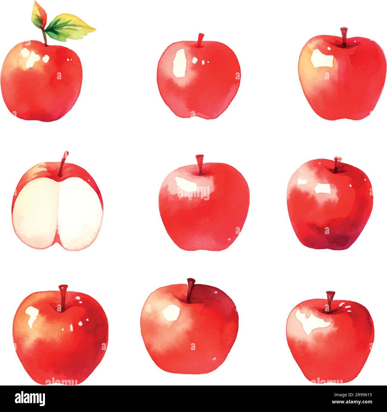 Rotes Apfelwasser im handgezeichneten Stil auf weißem Hintergrund. Zeichnung skizzieren. Gesunde Ernährung. Handgezeichneter Aquarell-Hintergrund. Bio-Lebensmittel. Stock Vektor