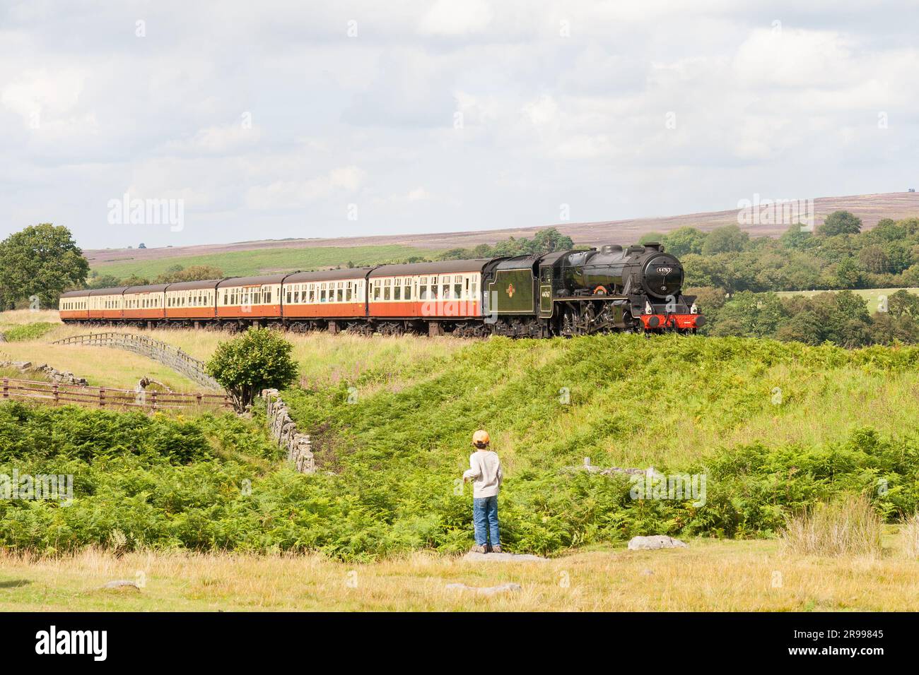 Ein schwarzer Zug für 5 Passagiere der North Yorkshire Railway Stockfoto