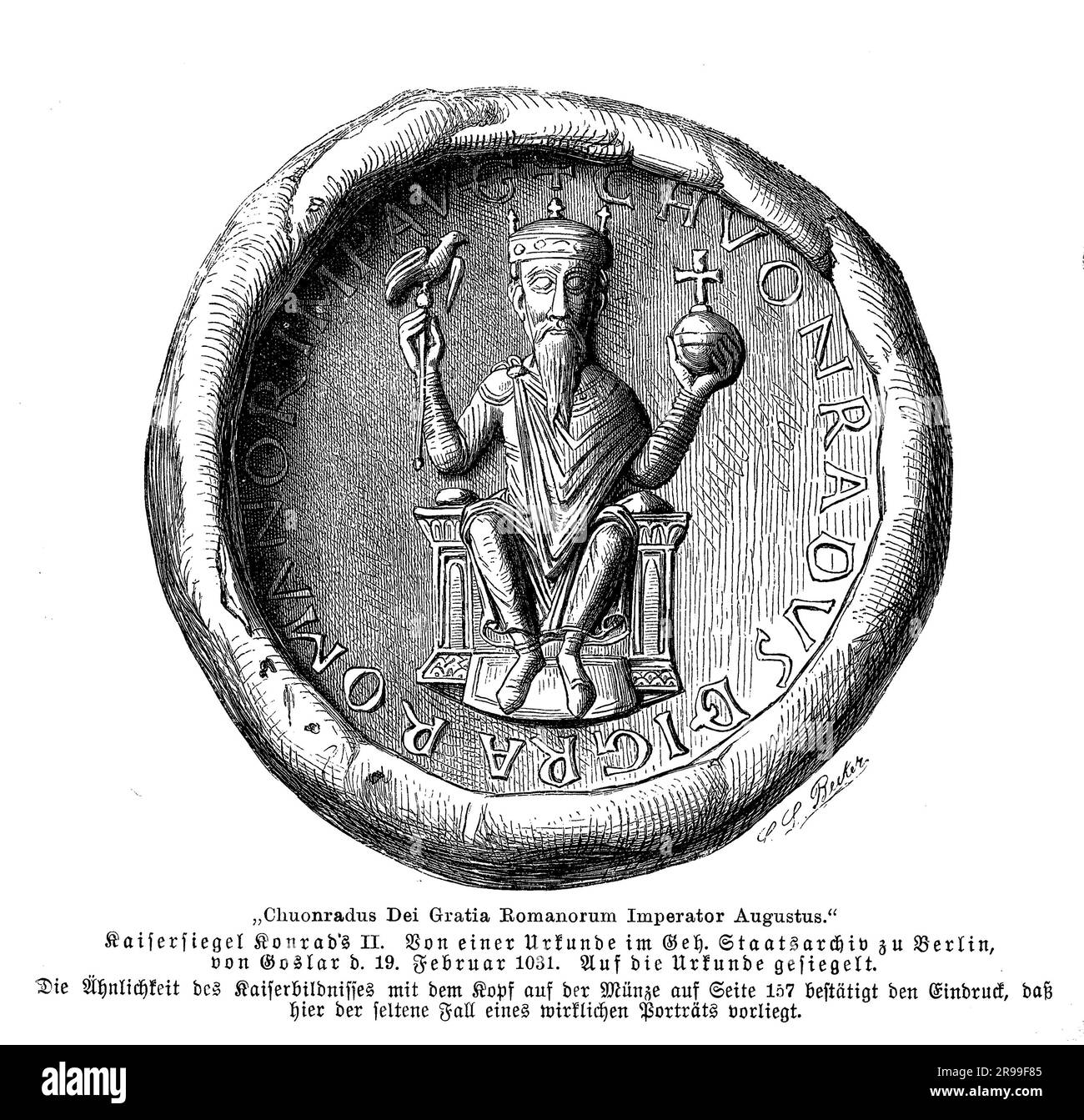 Königliches Siegel von Conrad II. Heiliger römischer Kaiser, 11. Jahrhundert Stockfoto