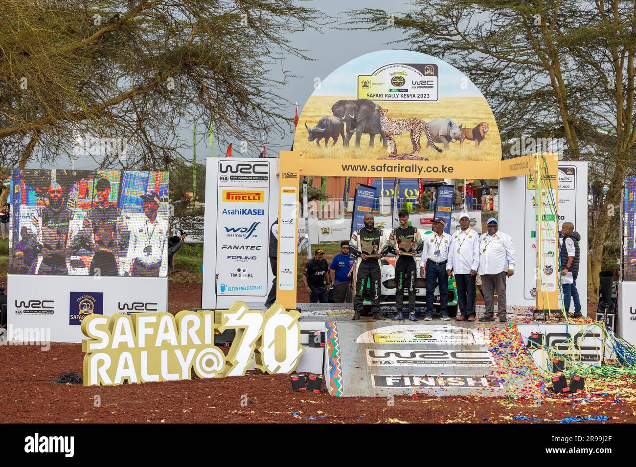 Während der Safari Rally, Kenia. , . WRC World Rally Car Championship vom 22. Bis 25. Juni 2023 in Naivasha, Nakuru County, Kenia - Foto Nikos Katikis/DPPI Credit: DPPI Media/Alamy Live News Stockfoto