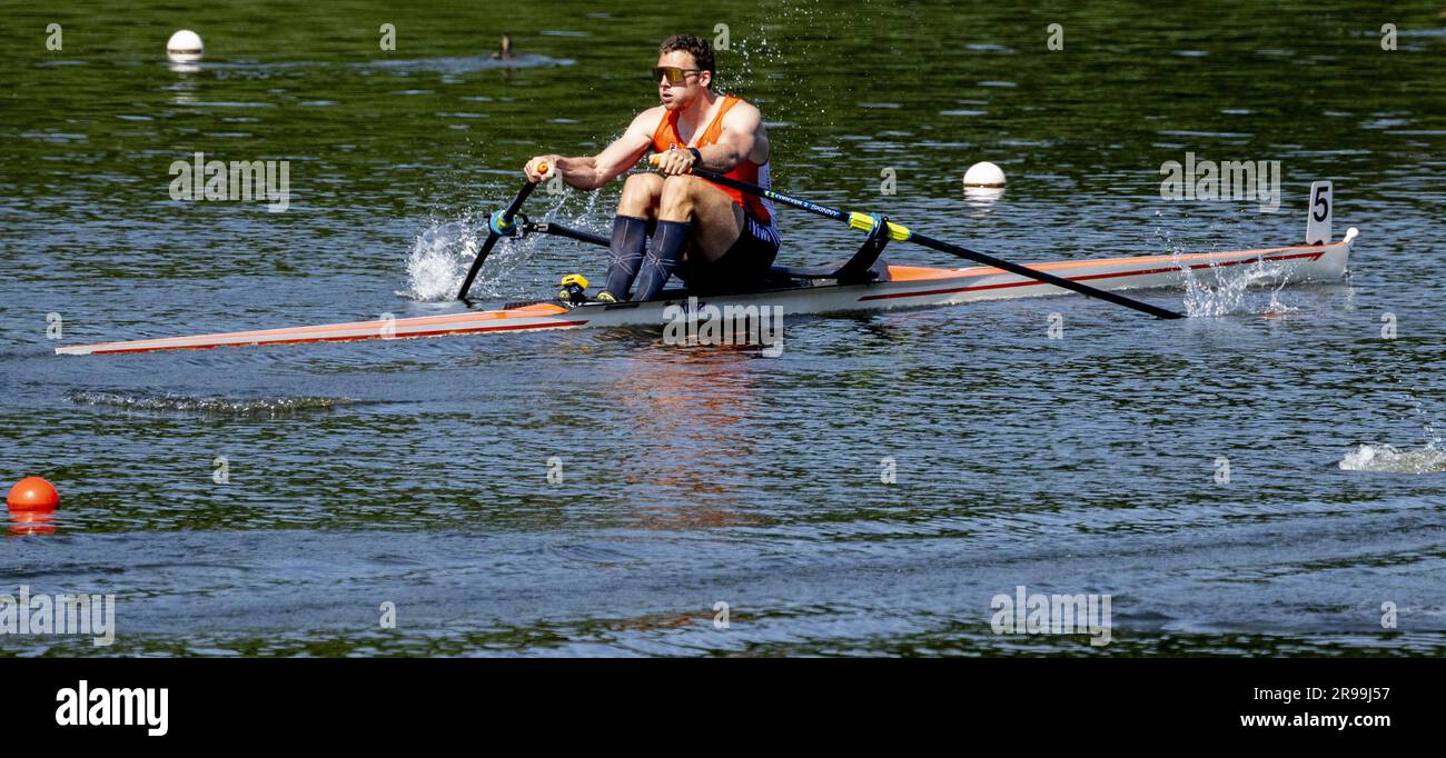 AMSTELVEEN Simon van Dorp in Aktion während des SingleScullFinales