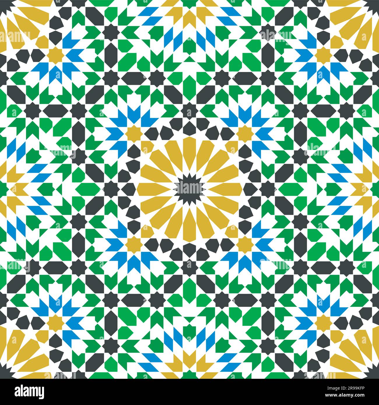 Nahtloses geometrisches Muster im arabischen Stil, Zellij in Farben Stock Vektor