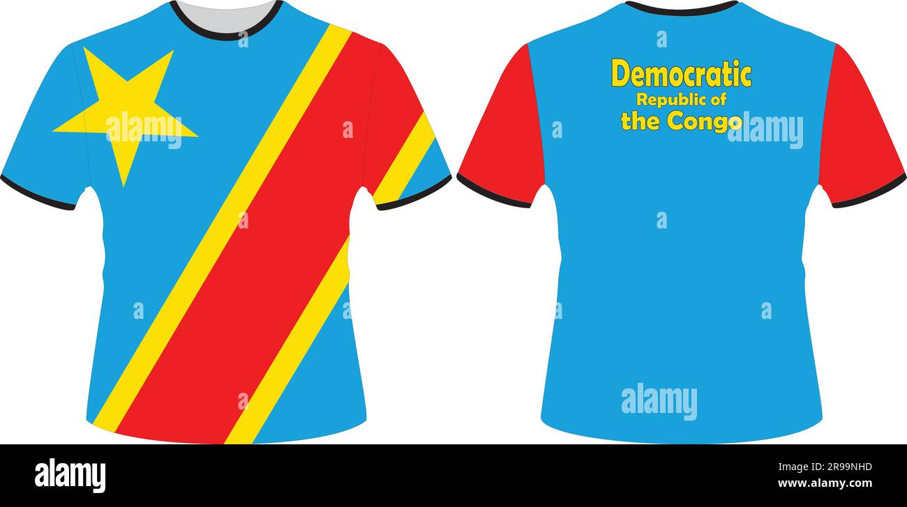 T-Shirts mit Fahnenvektor der Demokratischen Republik Kongo Stock Vektor