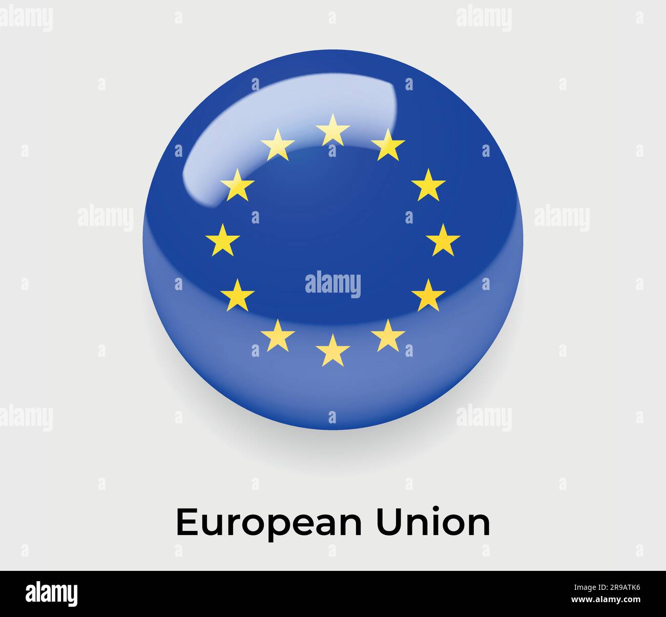 Glanzfahne der Europäischen Union Blase Kreis rundes Symbol Vektor-Illustrationsglas Stock Vektor