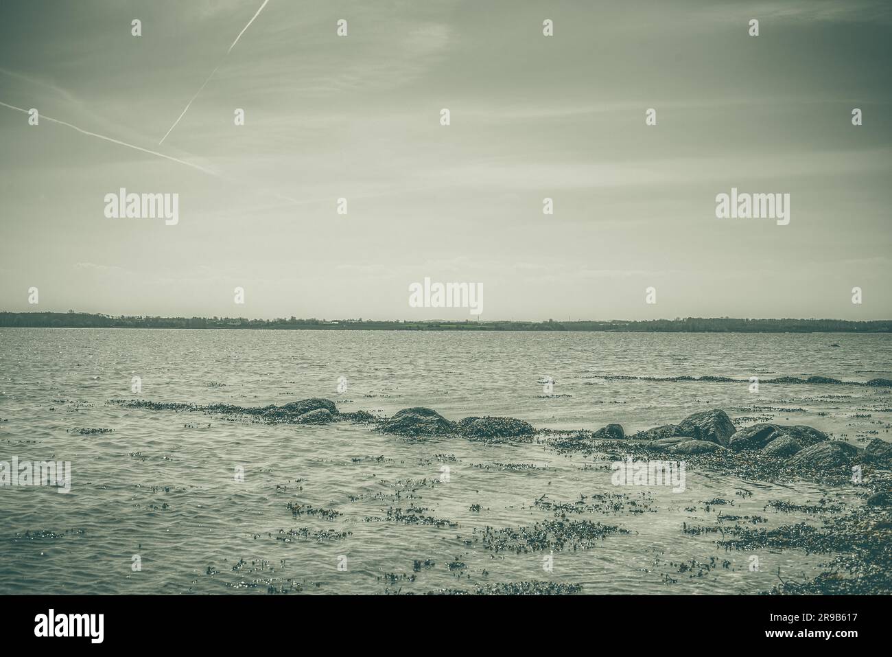 Felsen im Meer an der Küste bei Tageslicht Stockfoto