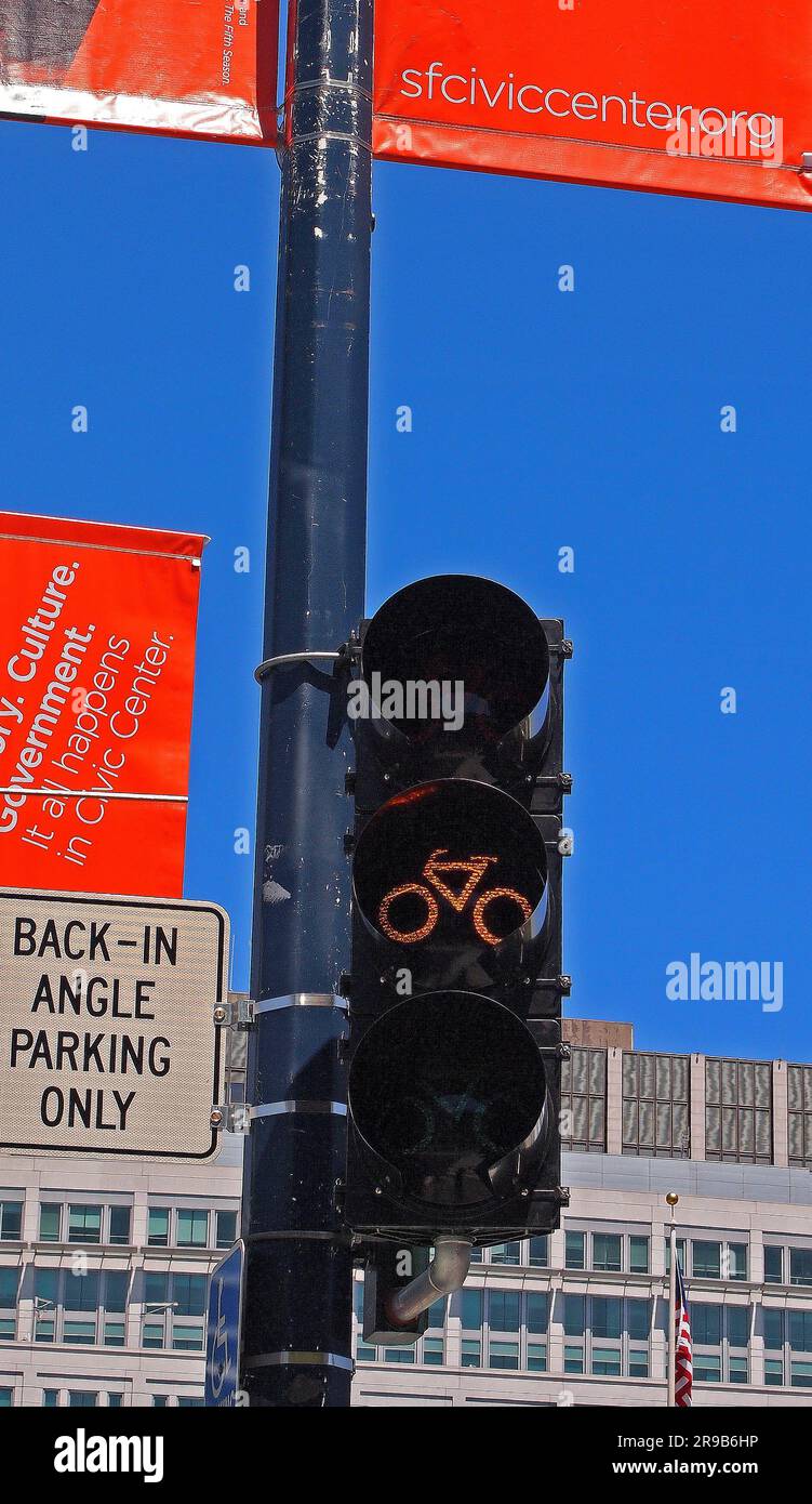Ampel für Fahrräder in San Francisco, Kalifornien Stockfoto