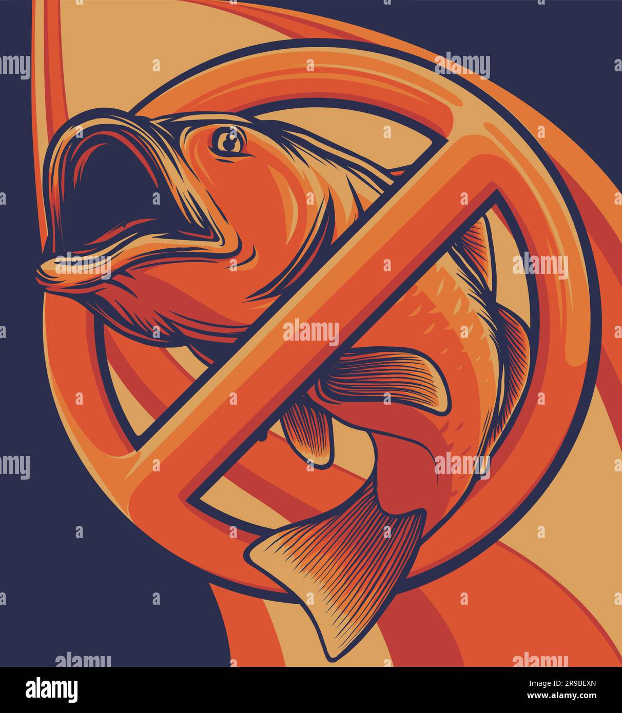 vektordarstellung von Barschfischen mit farbigem Hintergrund Stock Vektor