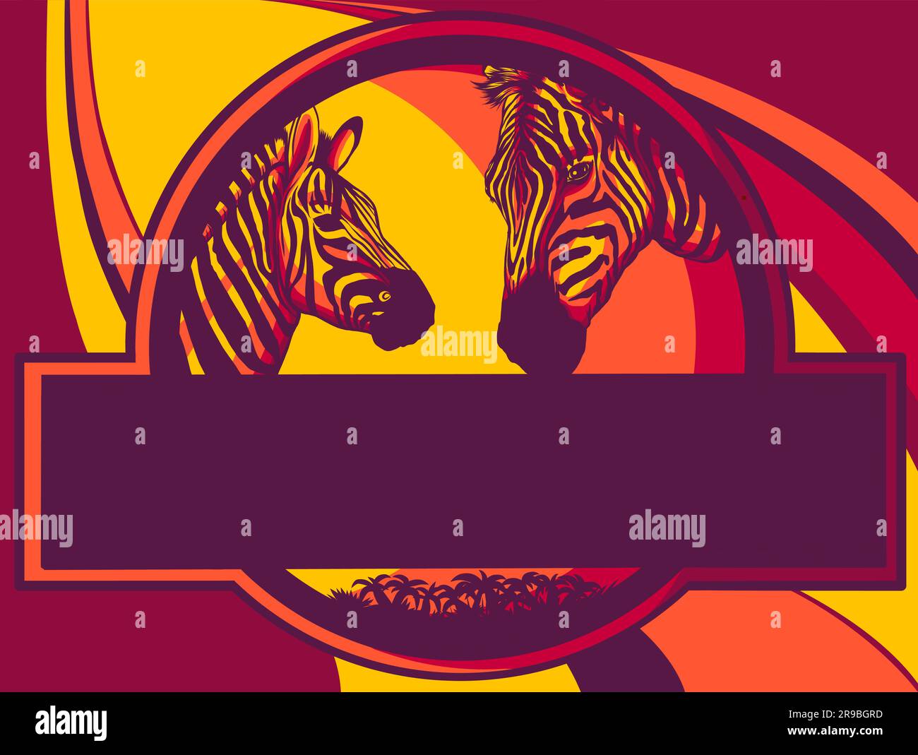Zebra, gestreiftes Pferd, afrikanisches Savannahtier, gestreifte Haut, Linienmuster. Stock Vektor