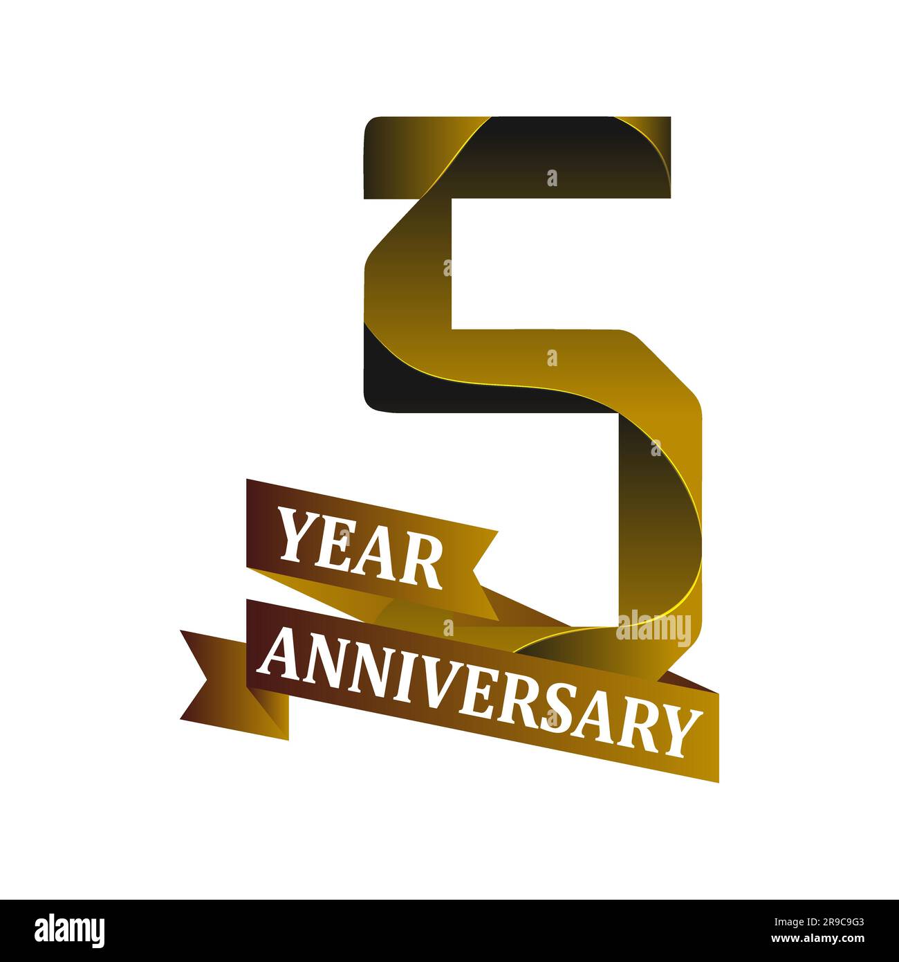 5-Jubiläumsfeier mit goldener Isolierung. Logovorlage zur Feier des 5-jährigen Jubiläums Stock Vektor