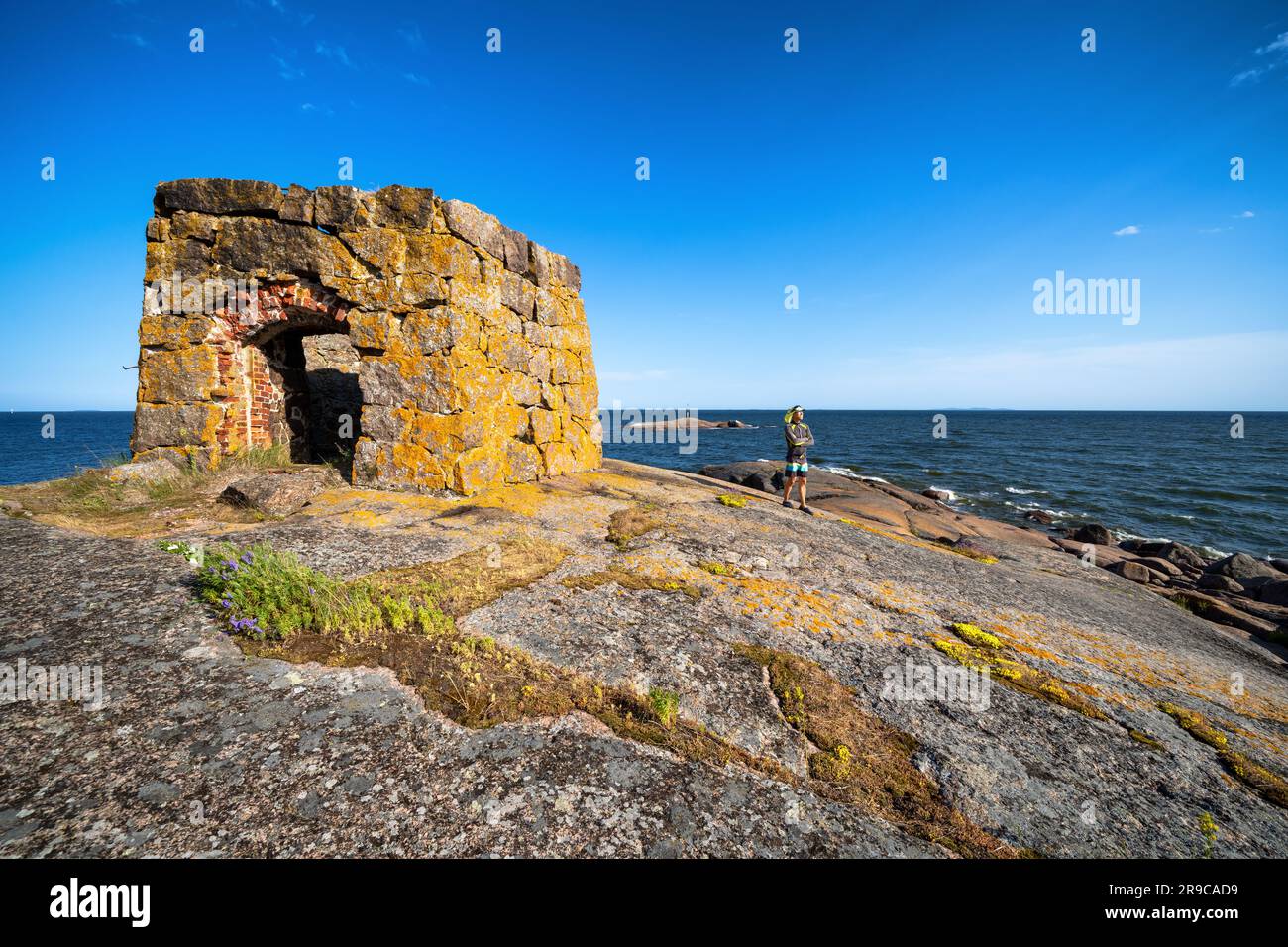 Eine alte Leuchtturmbasis auf der Insel Rankki, Kotka, Finnland Stockfoto