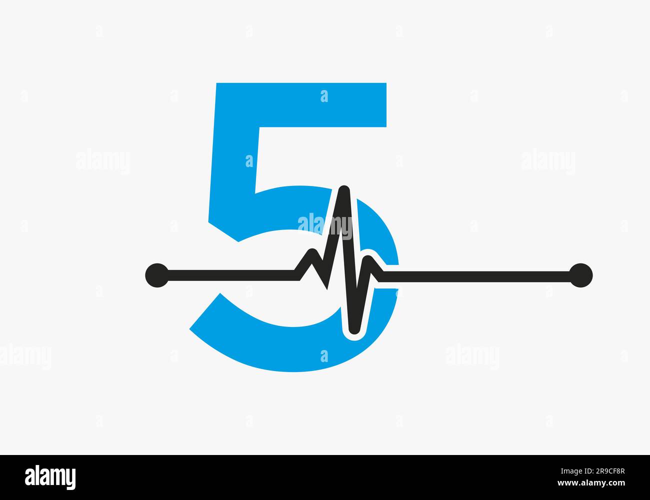 Brief 5 Heartbeat Logo für Medizin oder Gesundheit Symbol. Design Der Medizinischen Logovorlage Stock Vektor
