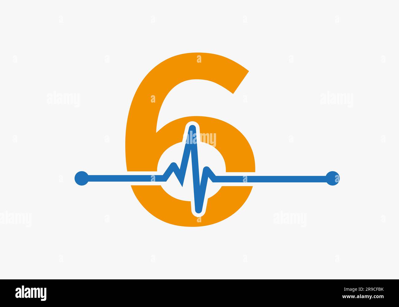 Brief 6 Heartbeat Logo für Medizin oder Gesundheit Symbol. Design Der Medizinischen Logovorlage Stock Vektor