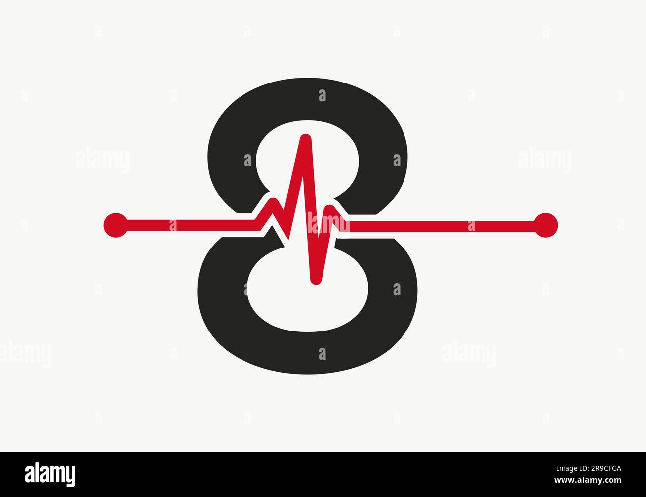 Brief 8 Heartbeat Logo für Medizin oder Gesundheit Symbol. Design Der Medizinischen Logovorlage Stock Vektor