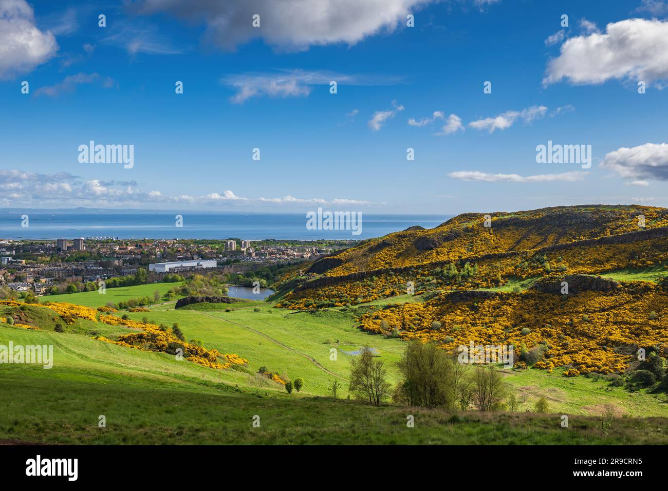 Holyrood Park Lothian Landscape, Scottish Lowlands im Frühling in Edinburgh, Schottland, Großbritannien. Stockfoto