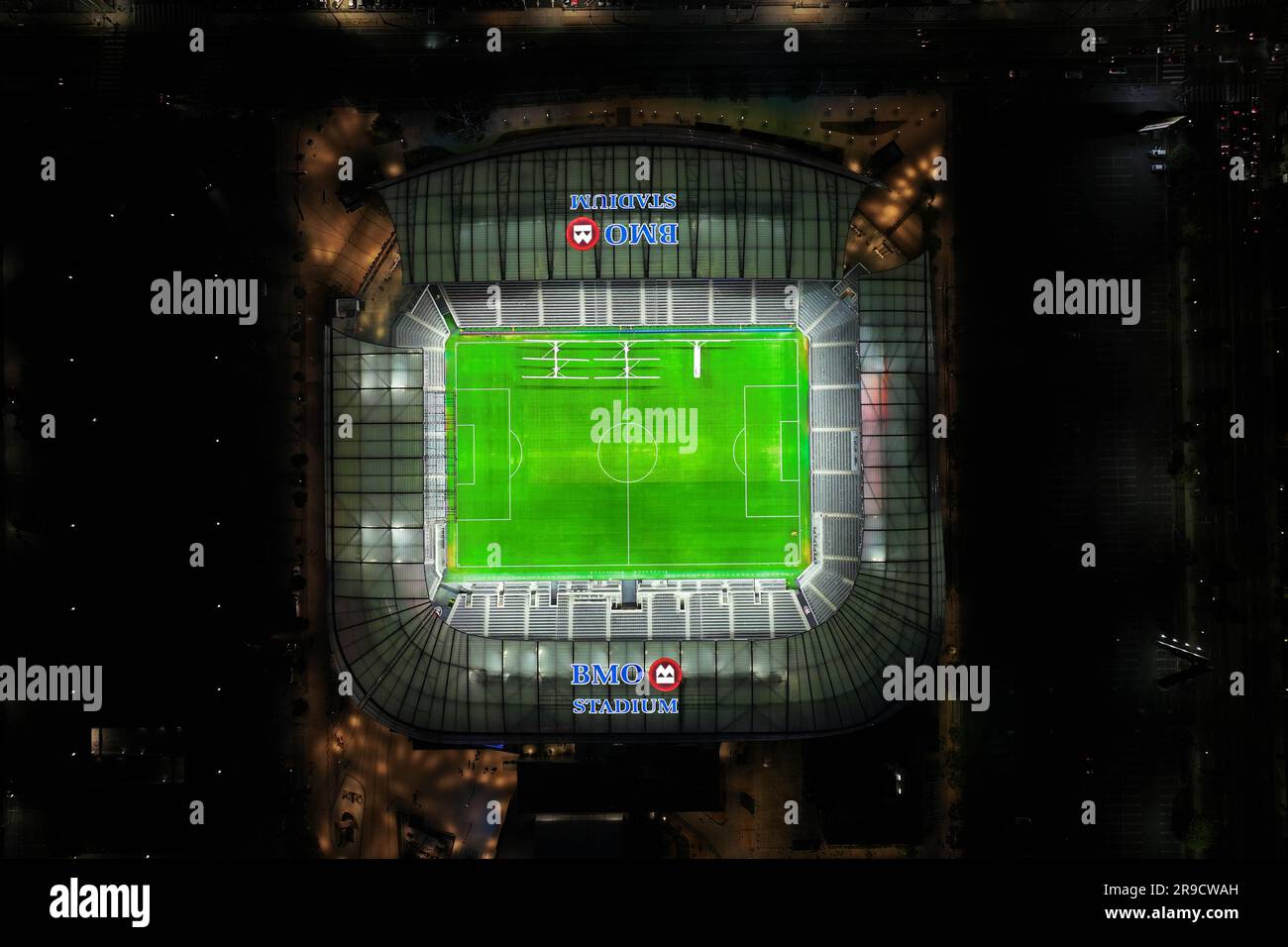 Eine allgemeine Luftaufnahme des BMO Stadions, Sonntag, 25. Juni 2023, in Los Angeles. Stockfoto