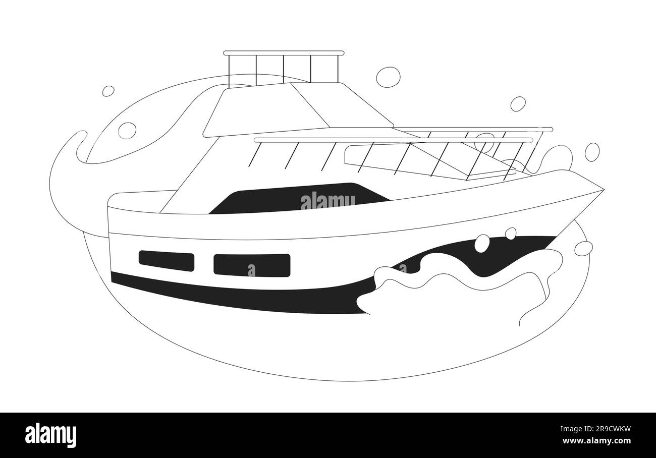 Luxusyacht auf einem monochromen flachen Vektorobjekt Stock Vektor