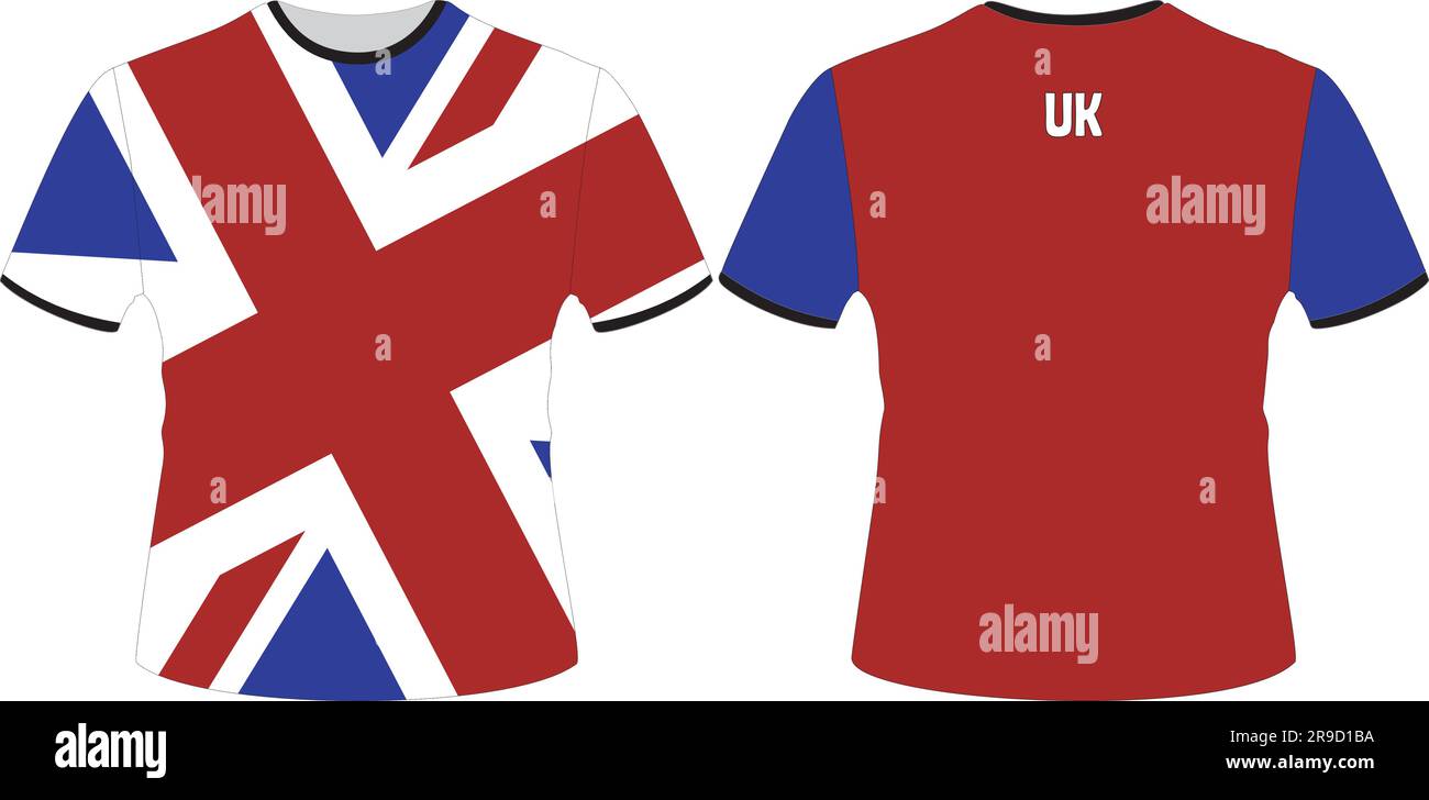 T-Shirts mit UK Flag Vector Stock Vektor