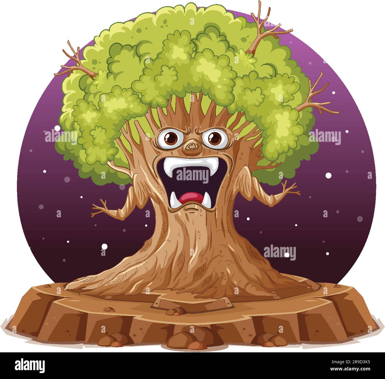 Cartoon Tree mit Angry Face Vector Illustration Stock-Vektorgrafik - Alamy