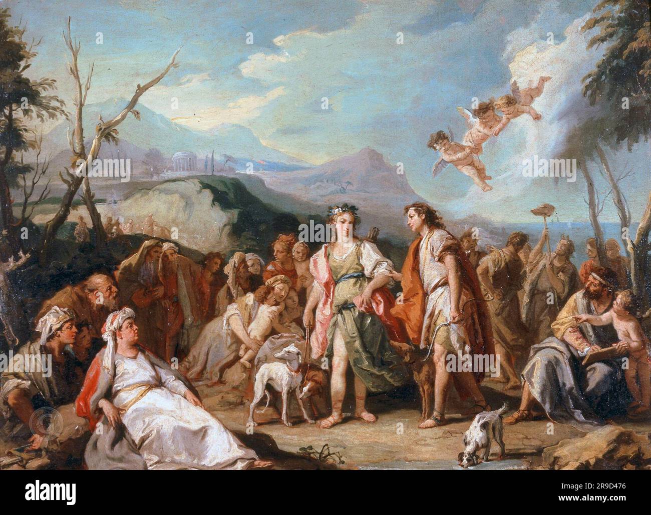 Giovanni Battista Tiepolo – das Treffen von Anthia und Abrokomen auf dem Festival von Diana Stockfoto