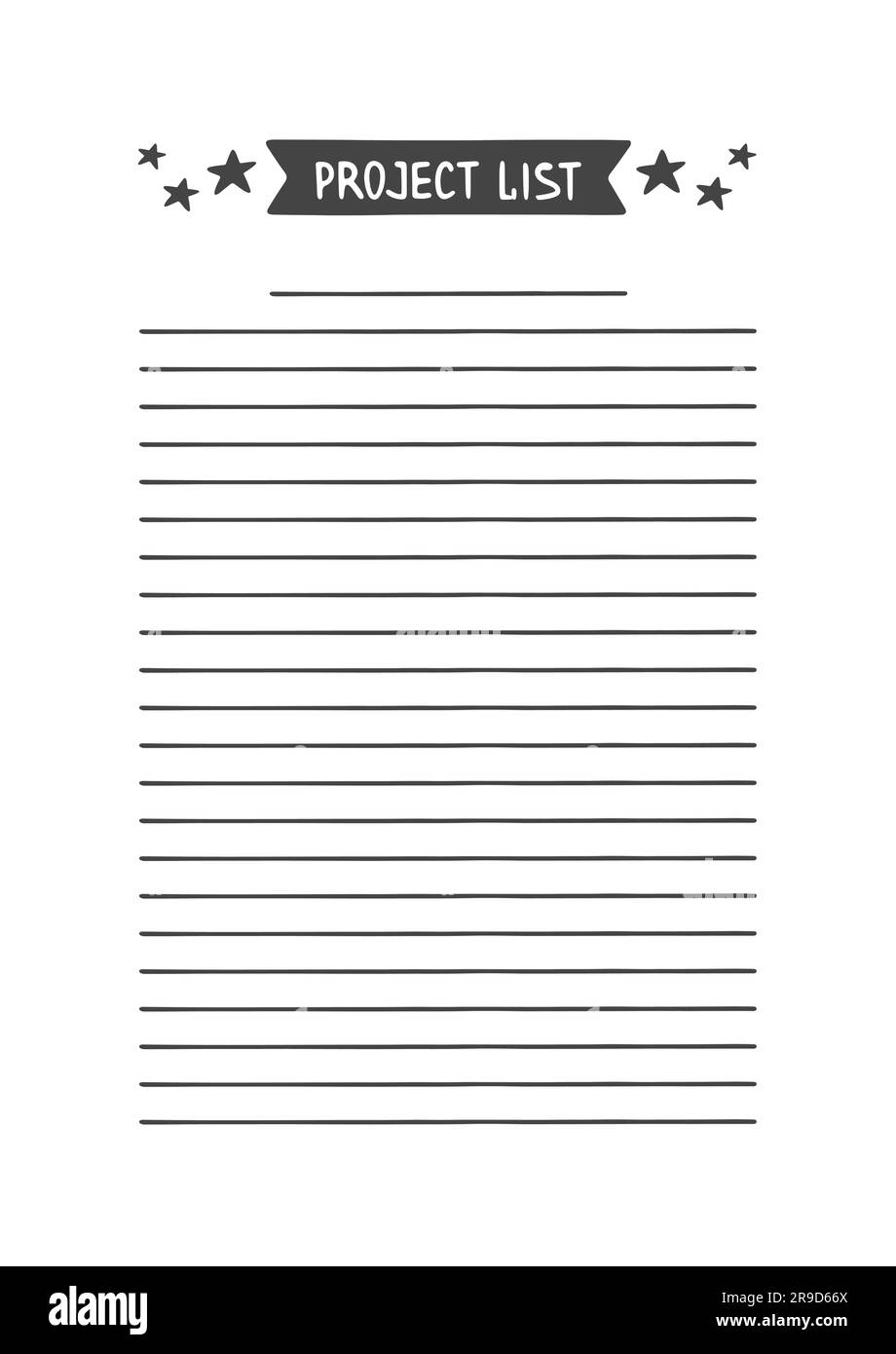 Projektliste. Vektorvorlage für Terminkalender, Planer und andere Schreibwaren. Druckbarer Organizer für Studie, Stock Vektor