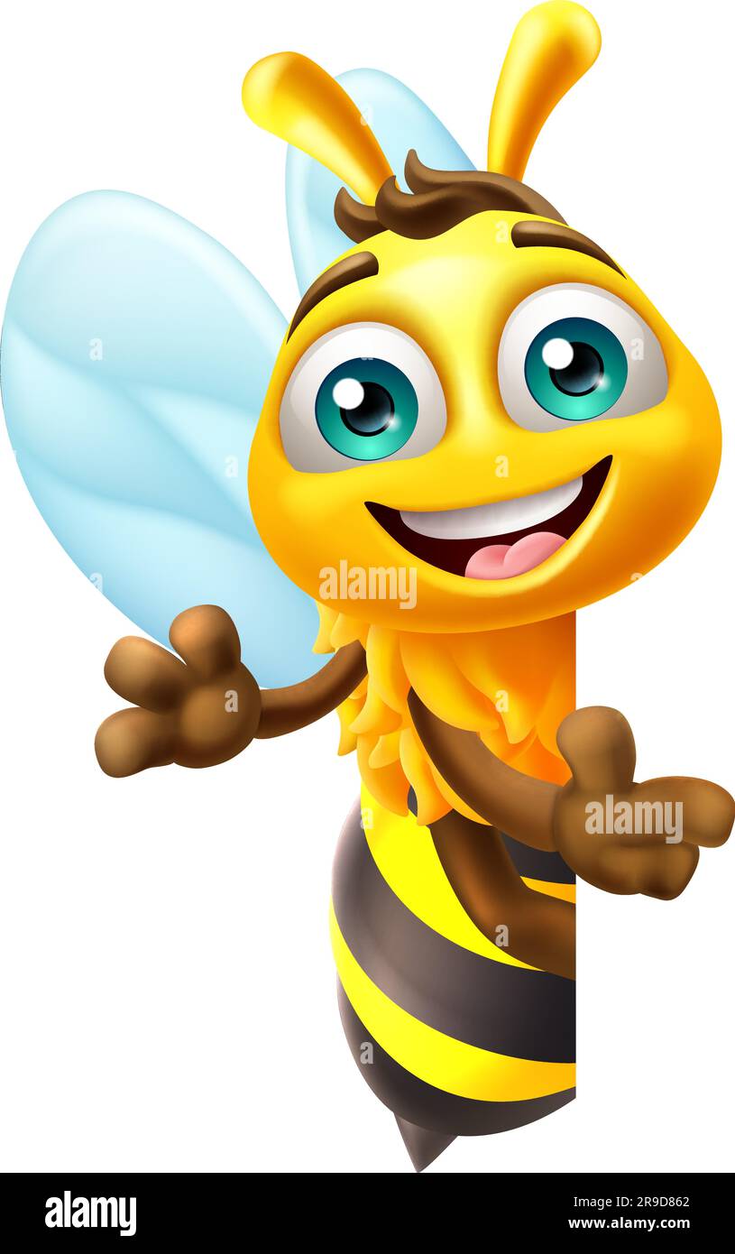 Honey Bumble Bee Cartoon Bumblebee Süße Maskottchen Stock Vektor