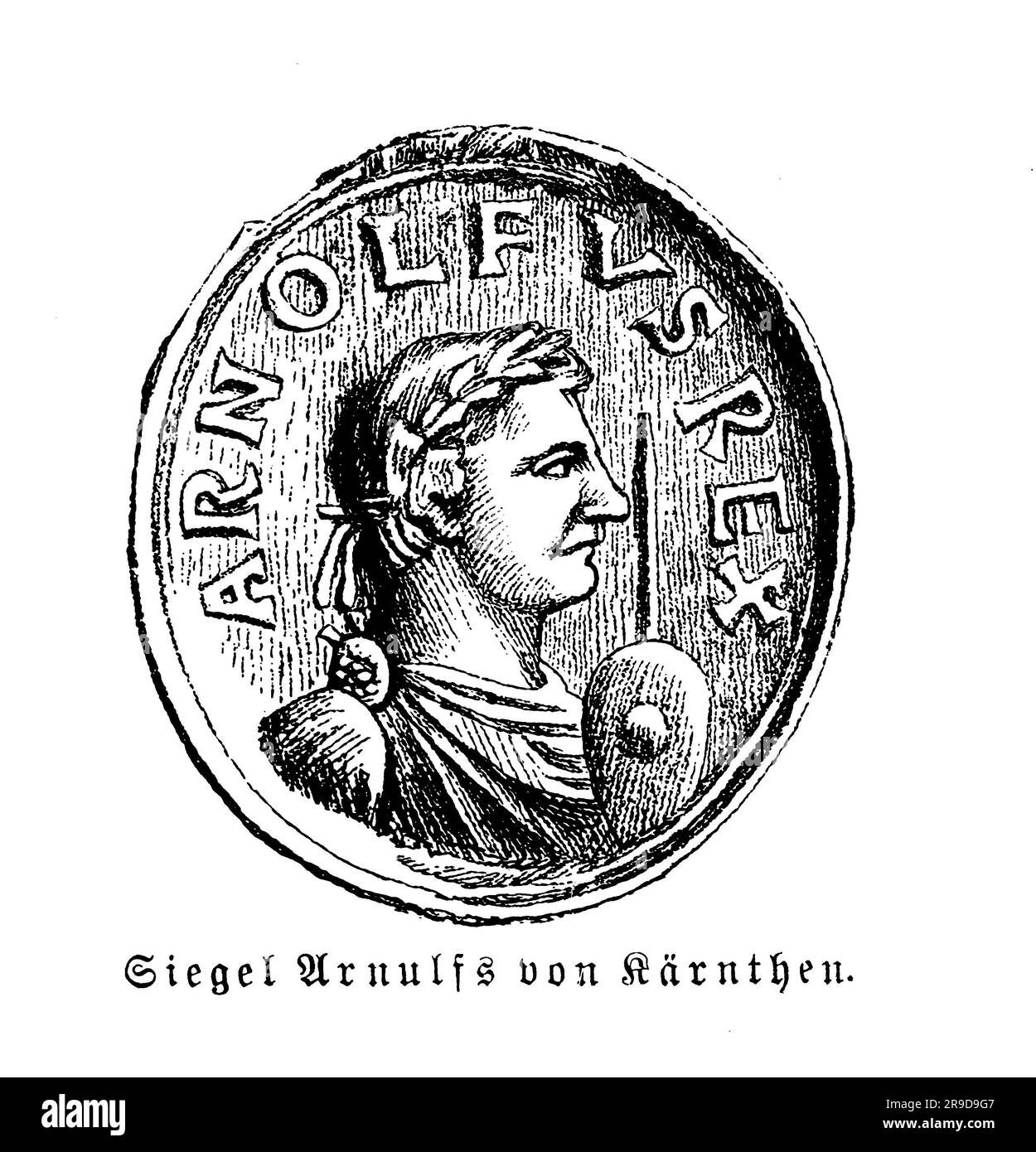 Siegel von Arnulf von Kärnten, Heiliger römischer Kaiser, 9. Jahrhundert Stockfoto