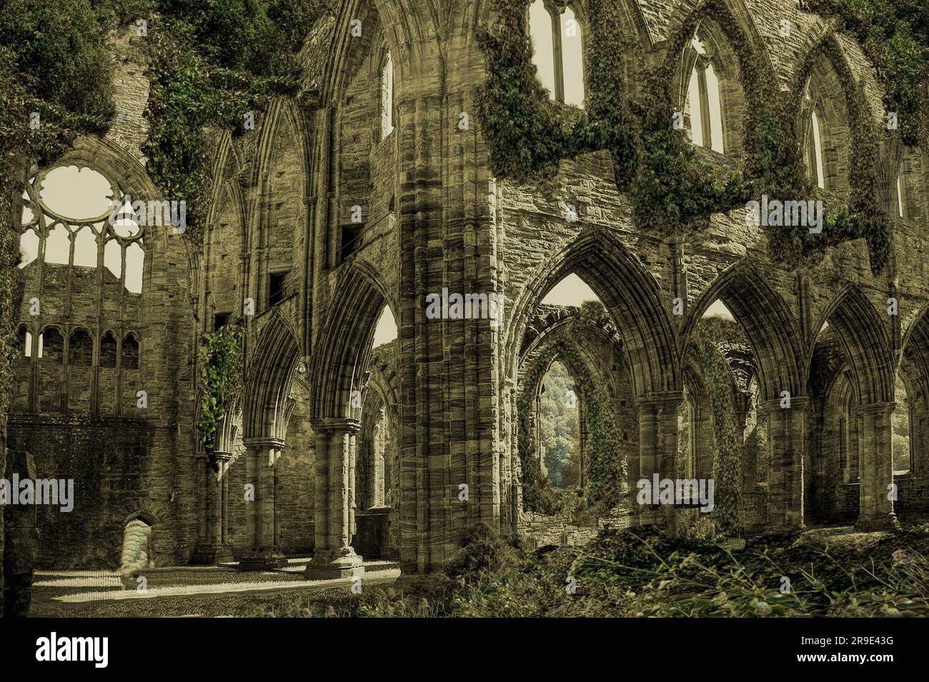 Tintern Abbey, wie es in den 1800er Jahren war Stockfoto